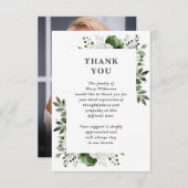 Grünes Blumenfest zum Foto Lebensbeerdigung Dankeskarte (Vorne/Hinten)