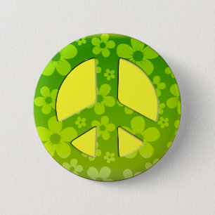 GRÜNES BLUMENfriedenszeichen Button