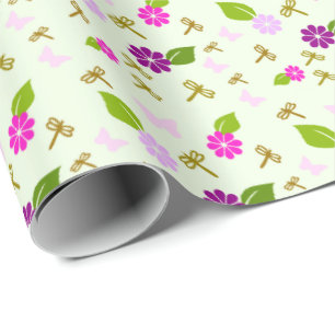 Grünes Blumengarten-Geburtstagsgeschenkpapier Geschenkpapier