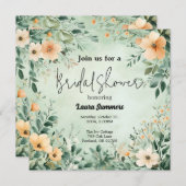 Grünes, blumengeschmücktes Brautparty Einladung (Vorne/Hinten)