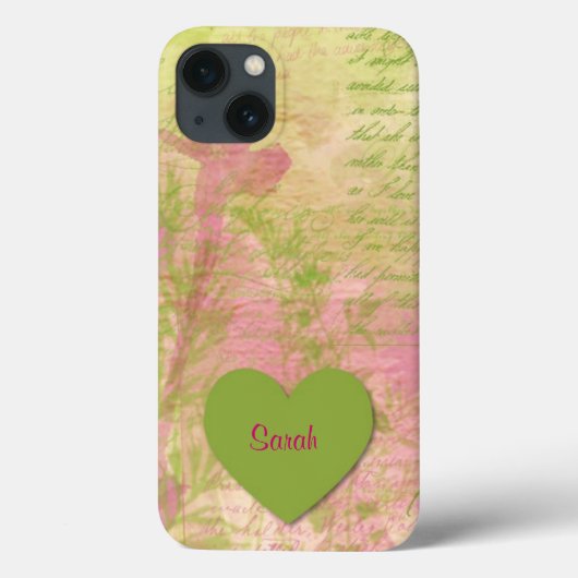 Grünes Blumenherz Case-Mate iPhone Hülle (Rückseite)