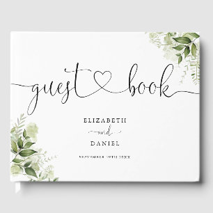 Grünes Blumenherz Schrift Hochzeit Gästebuch