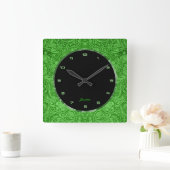 Grünes BlumenImitat-Leder prägeartiger Blick Quadratische Wanduhr (Zuhause)