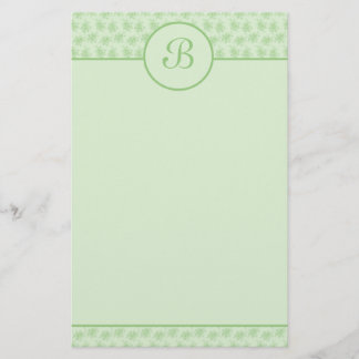 Grünes Blumenmonogramm-Initialen-Briefpapier Briefpapier
