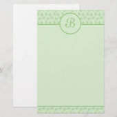 Grünes Blumenmonogramm-Initialen-Briefpapier Briefpapier (Vorne/Hinten)