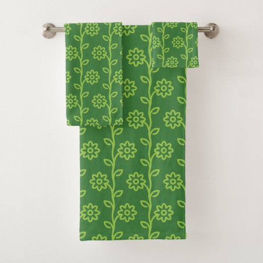 Grünes Blumenmuster Badhandtuch Set (Insitu)