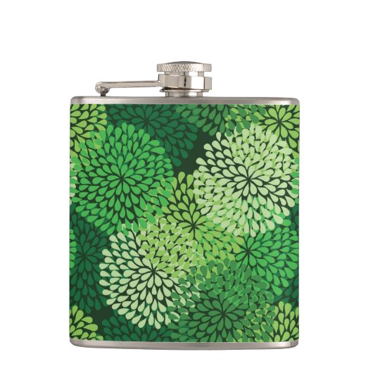 Grünes Blumenmuster Flachmann (Vorderseite)