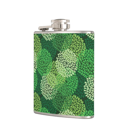 Grünes Blumenmuster Flachmann (Links)