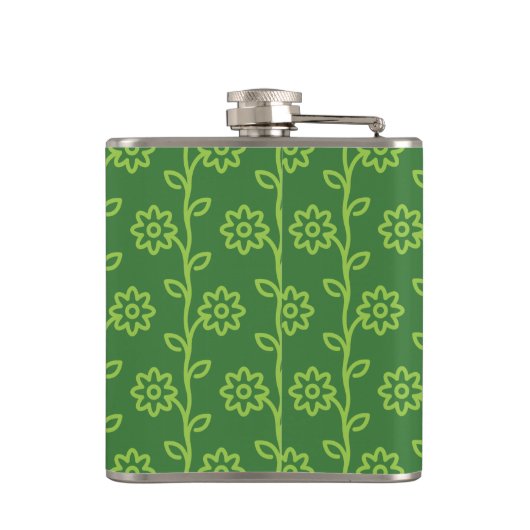 Grünes Blumenmuster Flachmann (Rückseite)