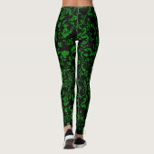 Grünes Blumenmuster G01. Black BG Leggings (Rückseite)