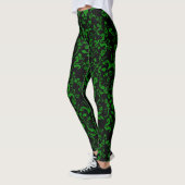 Grünes Blumenmuster G01. Black BG Leggings (Links)