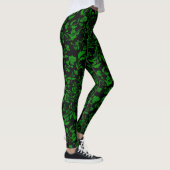 Grünes Blumenmuster G01. Black BG Leggings (Rechts)