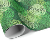 Grünes Blumenmuster Geschenkpapier (Rolleneckpunkt)
