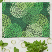 Grünes Blumenmuster Geschirrtuch (Gefaltet)