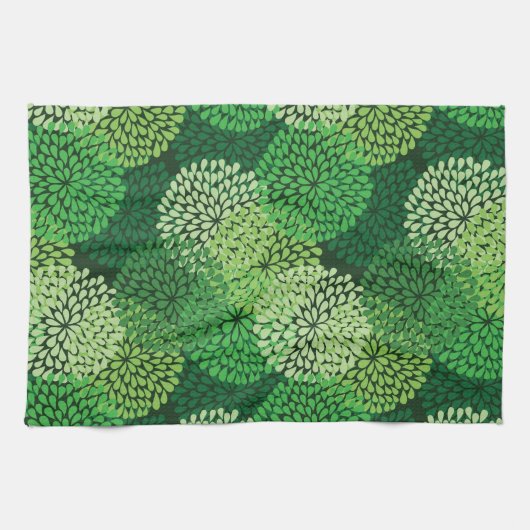 Grünes Blumenmuster Geschirrtuch (Horizontal)