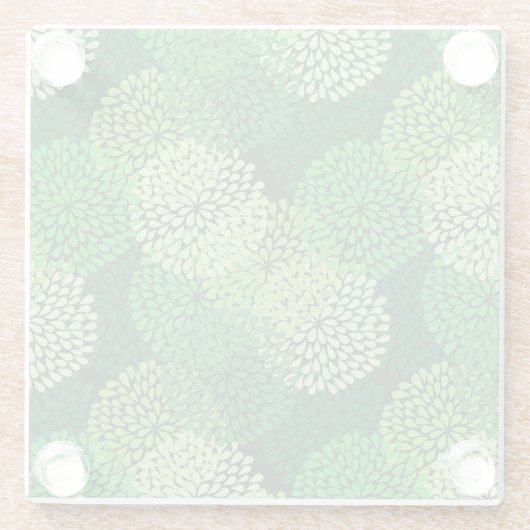 Grünes Blumenmuster Glasuntersetzer (Rückseite)