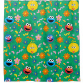 Grünes Blumenmuster in der Sesamstraße Duschvorhang (Vorderseite)