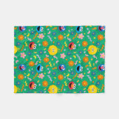 Grünes Blumenmuster in der Sesamstraße Fleecedecke (Vorderseite (Horizontal))