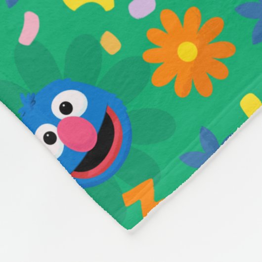 Grünes Blumenmuster in der Sesamstraße Fleecedecke (Ecke)