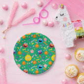 Grünes Blumenmuster in der Sesamstraße Pappteller (Party)