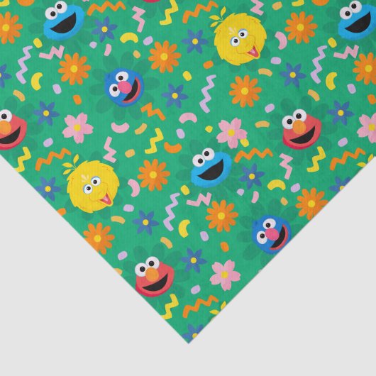 Grünes Blumenmuster in der Sesamstraße Seidenpapier (Ausschnitt)