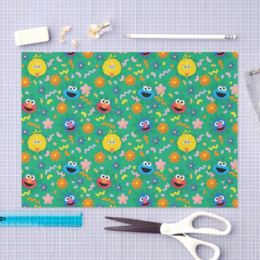 Grünes Blumenmuster in der Sesamstraße Seidenpapier (Handwerk)