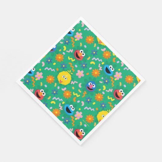 Grünes Blumenmuster in der Sesamstraße Serviette (Ecke)