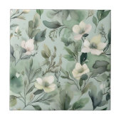 Grünes Blumenmuster in zarter Farbe Fliese (Vorderseite)