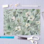 Grünes Blumenmuster in zarter Farbe Seidenpapier (Handwerk)