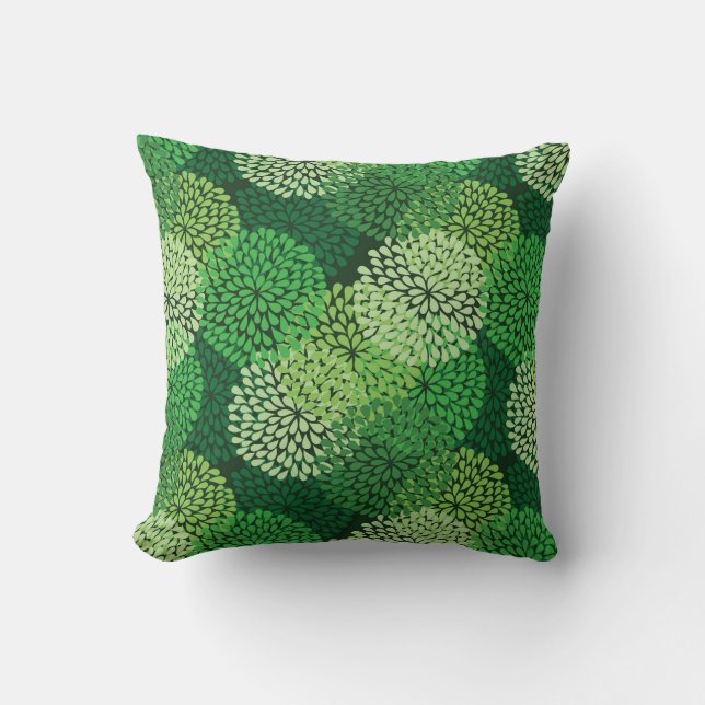 Grünes Blumenmuster Kissen (Vorderseite)