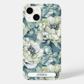 Grünes Blumenmuster Modern Custom Case-Mate iPhone Hülle (Rückseite)