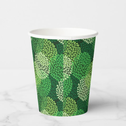 Grünes Blumenmuster Pappbecher (Rechts)
