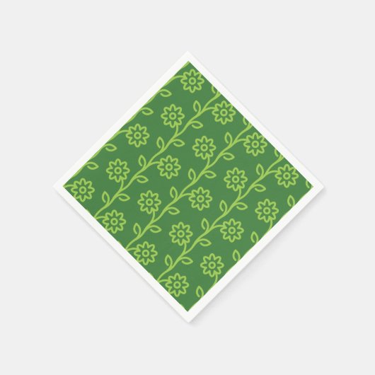 Grünes Blumenmuster Serviette (Ecke)