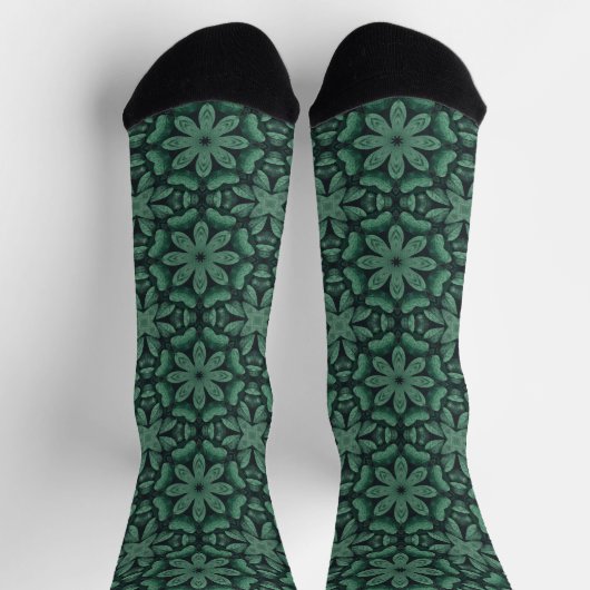 Grünes Blumenmuster Socken (Oben)