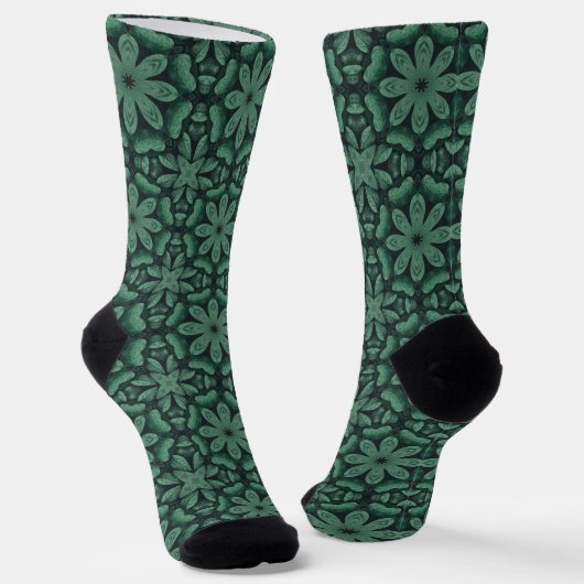Grünes Blumenmuster Socken (Gewinkelt)