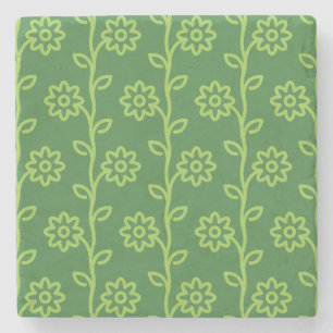 Grünes Blumenmuster Steinuntersetzer