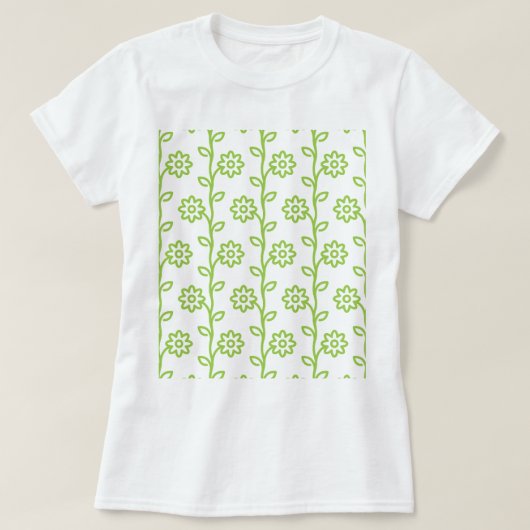 Grünes Blumenmuster T-Shirt (Design vorne)