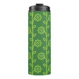 Grünes Blumenmuster Thermosbecher