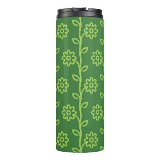 Grünes Blumenmuster Thermosbecher (Rückseite)