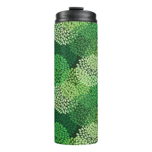 Grünes Blumenmuster Thermosbecher (Vorderseite)
