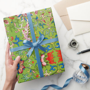 Grünes Blumenmuster-Wrap-Papier Geschenkpapier