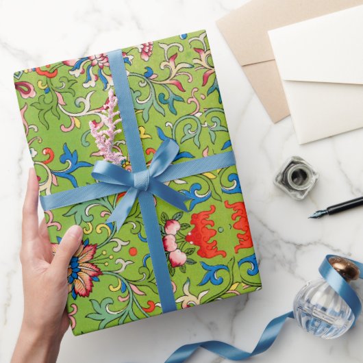Grünes Blumenmuster-Wrap-Papier Geschenkpapier (Schenken)