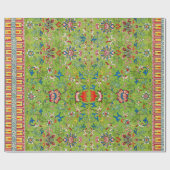 Grünes Blumenmuster-Wrap-Papier Geschenkpapier (Flach)