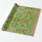 Grünes Blumenmuster-Wrap-Papier Geschenkpapier (Ungerollt)