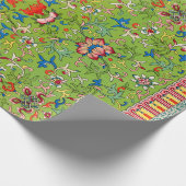 Grünes Blumenmuster-Wrap-Papier Geschenkpapier (Ecke)