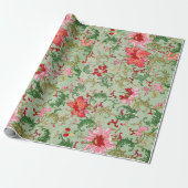 Grünes Blumenmuster - Wrapping Paper Geschenkpapier (Ungerollt)