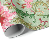 Grünes Blumenmuster - Wrapping Paper Geschenkpapier (Rolleneckpunkt)