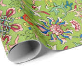 Grünes Blumenmuster - Wrapping Paper Geschenkpapier (Rolleneckpunkt)