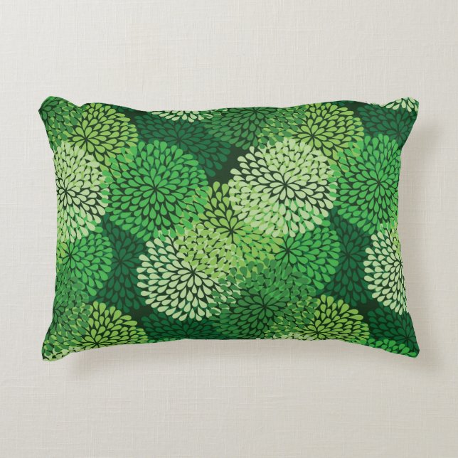 Grünes Blumenmuster Zierkissen (Vorderseite)