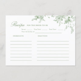 Grünes Blumenrezept für Toile-Sage-Brautparty Begleitkarte